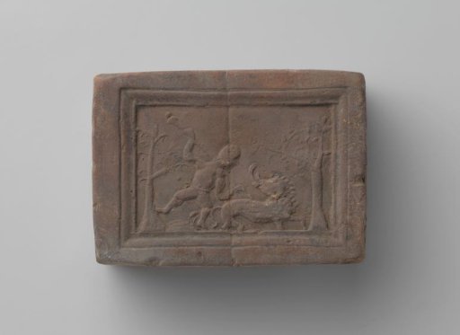 Fireplace with a representation of a boar hunt