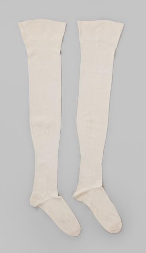 Stocking of Plain White Cotton Tricot with a Wide Band