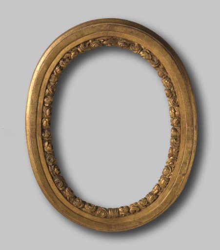 Oval Gilded Frame with Carved Ornaments on the Front Edge, Belonging to the Relief of the Sacrifice to Venus