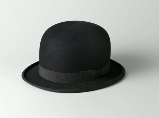 Round hat of black felt trimmed with black grosgrain ribbon, probably for a horsewoman