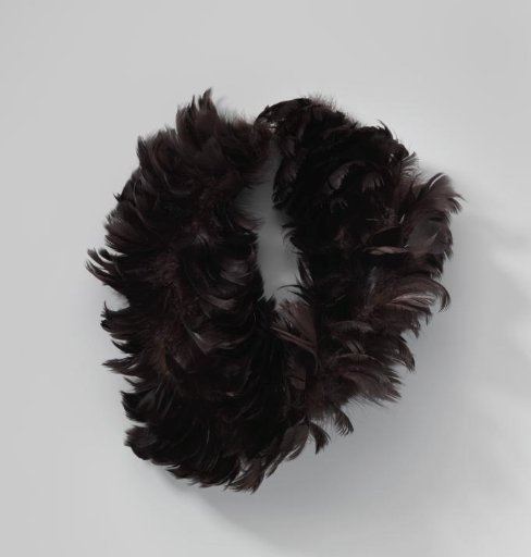 Headband of dark brown feathers