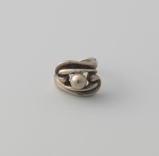 Silver Signet Ring with Central Polished Bead