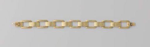 Gold Chain Bracelet with Ribbed Links