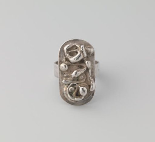 Signet Ring with Oval Plate Featuring Relief