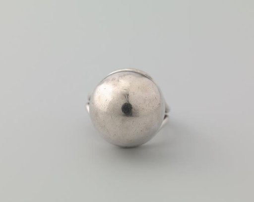Silver Signet Ring with Smooth Round Convex Knob