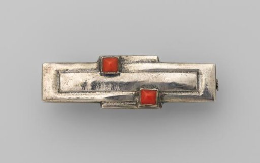 Brooch of silver and coral