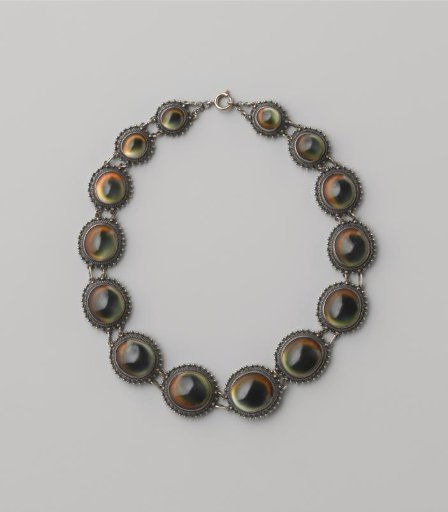 Silver necklace with polished shells