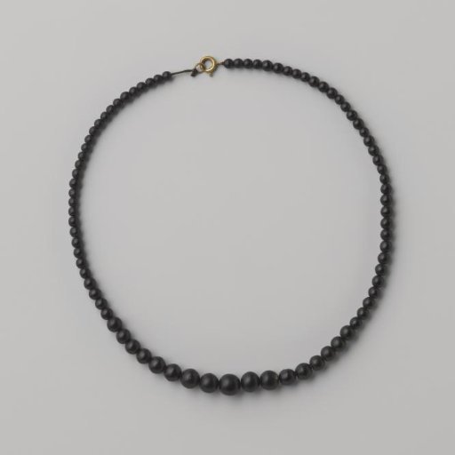 Mourning necklace with round beads of black glass