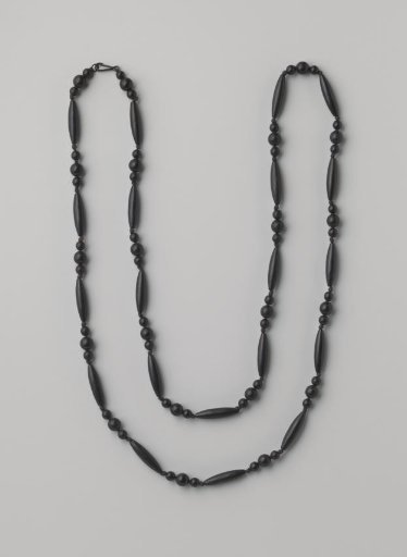 Mourning necklace of black wooden beads