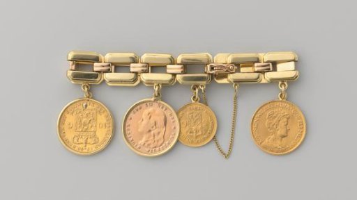 Gold chain bracelet with gold coins
