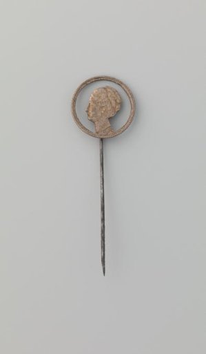 Reverse Pin of a Sawed Dime with the Portrait of Wilhelmina