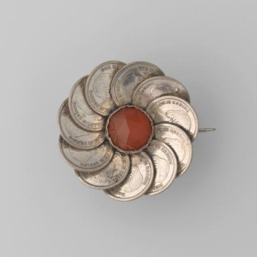 Brooch of Silver Coins and Carnelian of William III