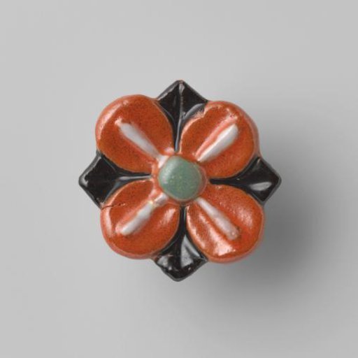 Ceramic Brooch with a Flower in a Square