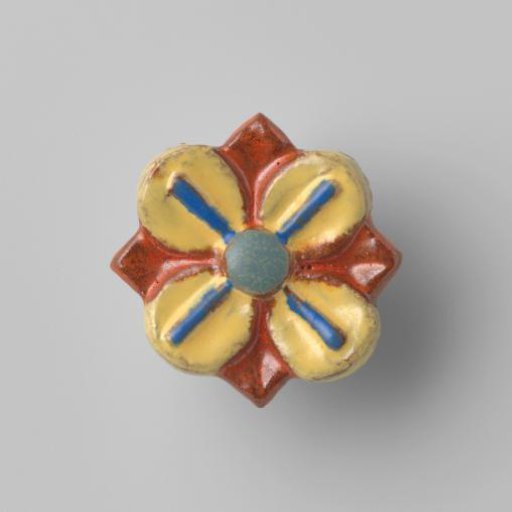 Ceramic Brooch with a Flower in a Square