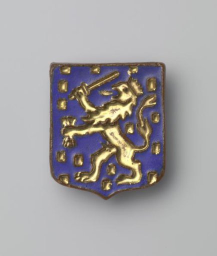 Two ceramic brooches with the Dutch lion