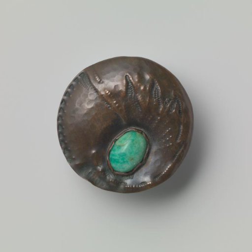 Round Brooch of Copper with Quartz (Aventurine)