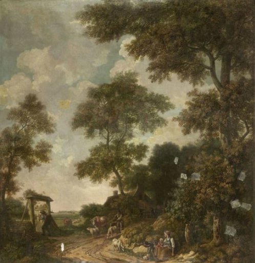 Wall painting of a Dutch landscape with a sandy road