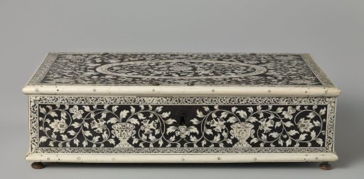 Ebony writing box inlaid with ivory