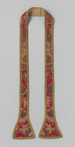 Stole of silver brocade on a red ground