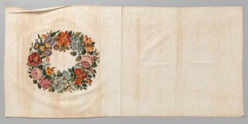 Metre of upholstered fabric with embroidery