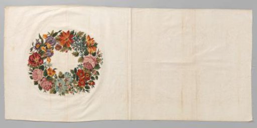 Patterned upholstery fabric with embroidery