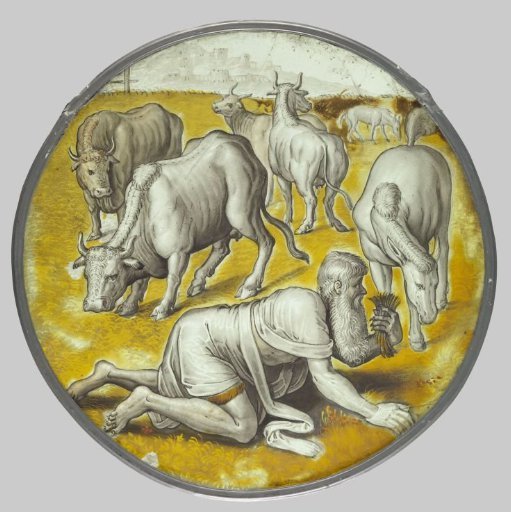 Nebuchadnezzar eating grass among the cows