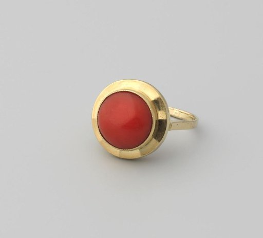 Gold Ring with Blood Coral