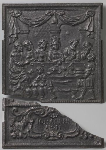 Stove tile depicting the Wedding at Cana