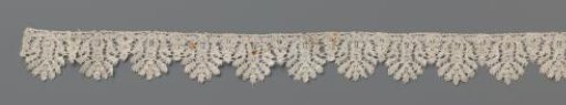 Strip of bobbin lace with thistle or cornflower