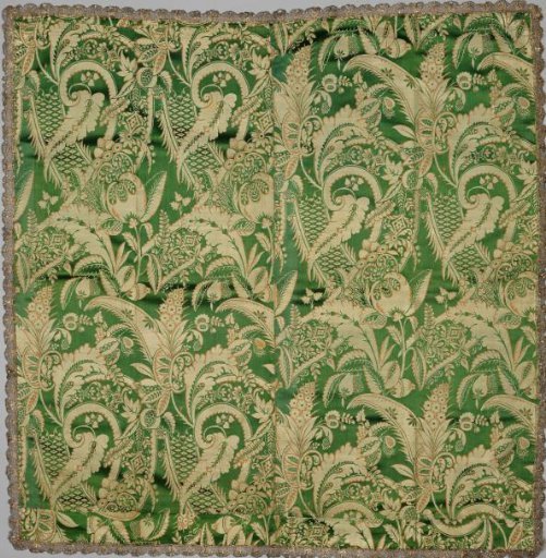 Silk carpet with silver thread