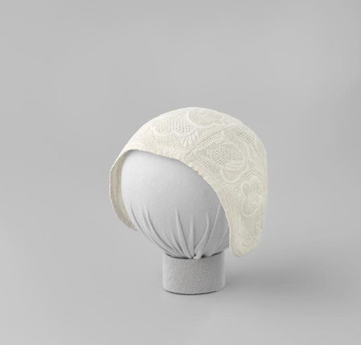 White Baby Cap with Punched Embroidery