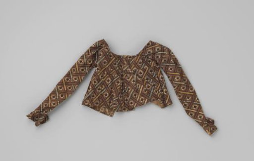 Bodice with long sleeves of printed cotton