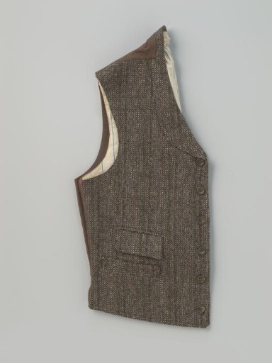 Men's Coat of Coarse Wool in Brown and Black with Fine Green and Brown Stripes