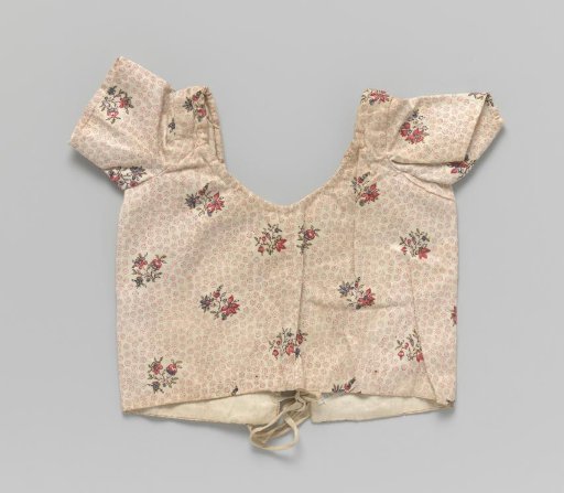 Bodice of printed textile with floral sprigs