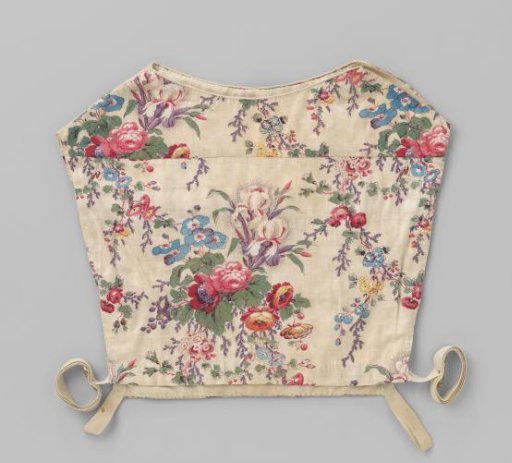 Body printed with multicolored flowers on a white ground
