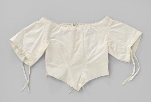 Short white bodice with short sleeves and lacing at the back