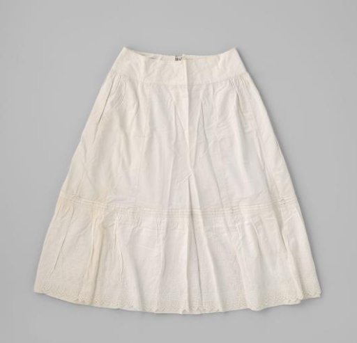White petticoat with scalloped edge and white work at the edge