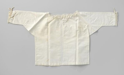 White baby jacket trimmed with strips of Valenciennes lace