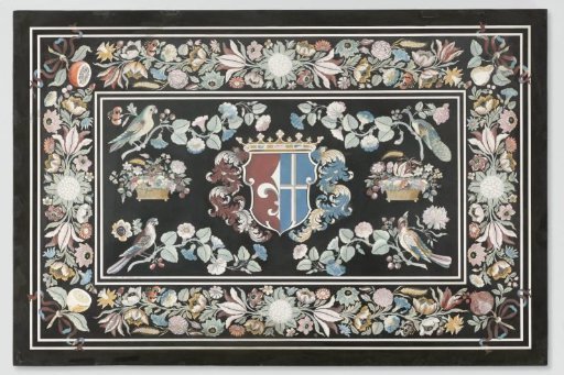 Table top with a coat of arms