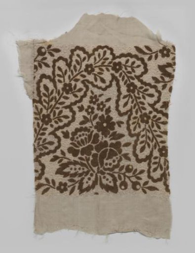 Textile with floral motif and bead embroidery