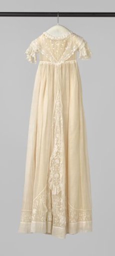 White baptismal gown with white embroidery