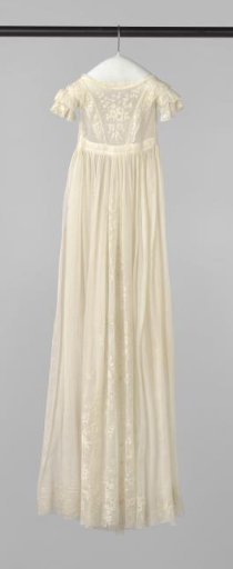 White baptismal gown of cotton batiste with white embroidery