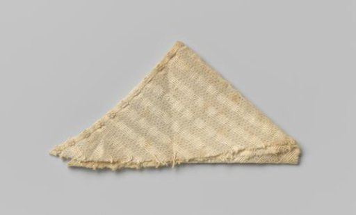 Triangular cloth of white woven textile with a striped pattern