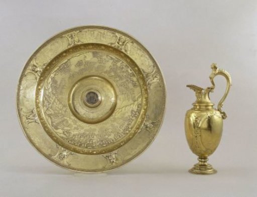 Ewer and basin with scenes of land and sea battles during the Eighty Years’ War