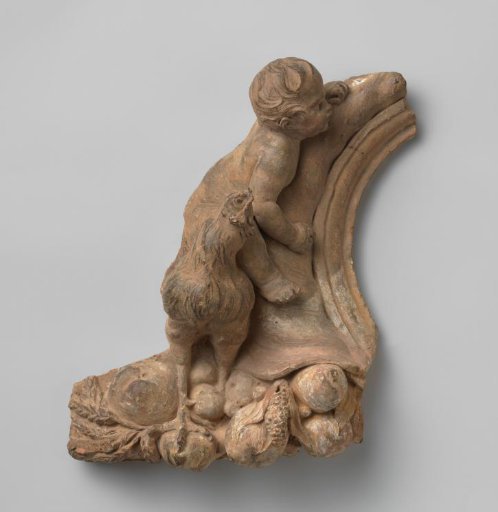 Finial with roosters, left half