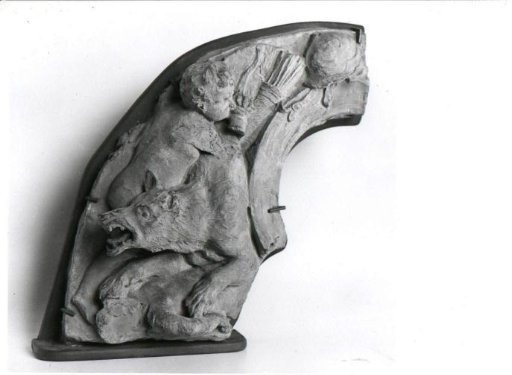 Fragment of the Left Side of a Model for an Overdoor Lunette with Putti and Wolves for the Amsterdam Town Hall (now Royal Palace) at Dam Square