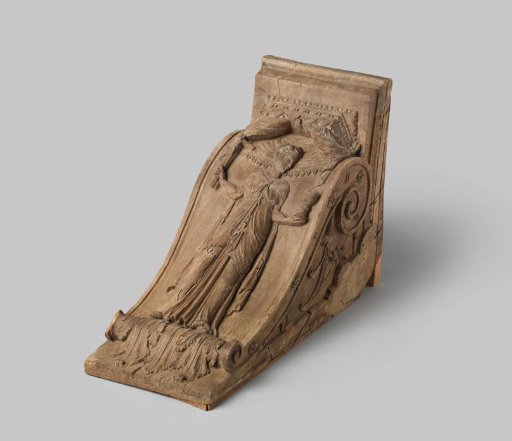 Crucifix of oak wood with the personification of Faith (Fides) in relief