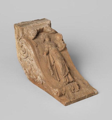 Oak chest on which in relief is Truth (veritas)