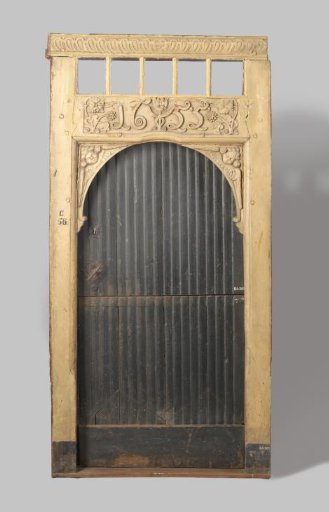 Door frame, with door and transom