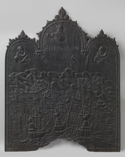 Fireplace plate with the capture of the Silver Fleet